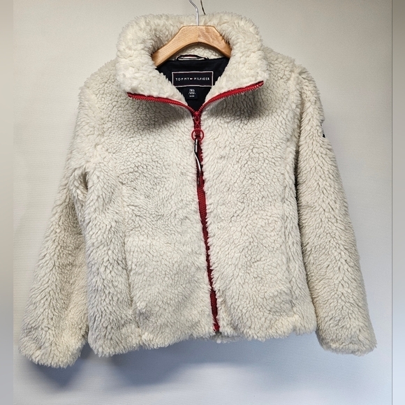 Tommy Hilfiger White Sherpa Sail cloth Jacket‎ - Picture 1 of 7